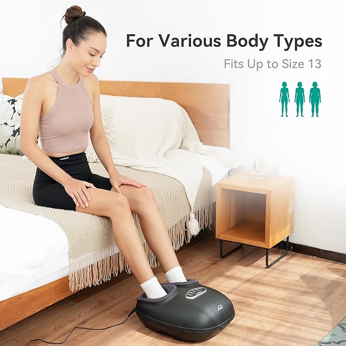 Snailax Shiatsu Foot Massager with Heat, Deep Kneading, Compression, Vibration, Feet Massager Machine for Plantar Fasciitis, Neuropathy, Foot Warmer Under Desk, Size 13, Gifts for Men, Women