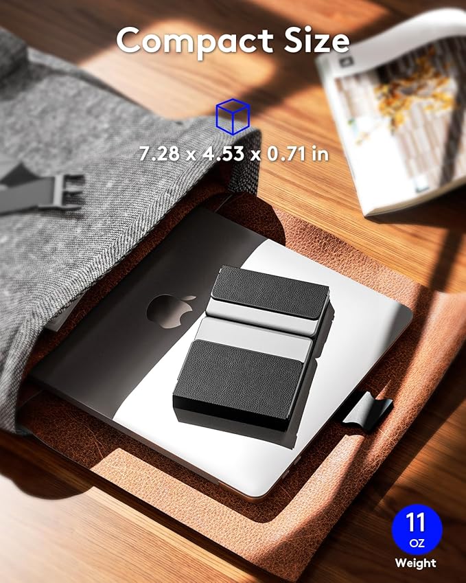 Foldable Bluetooth Keyboard with Numeric Keypad, Samsers Full-Size Wireless Folding Keyboard with Backlight, Portable Travel Keyboards for iOS Android Windows Mac OS, Support 3 Device(BT5.1 x 3), Gray