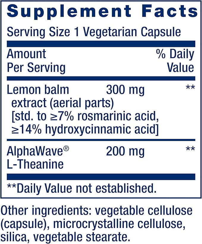 Life Extension Enhanced Stress Relief, Lemon Balm Extract, L-theanine, decompress with This Supplement for Stress, Gluten-Free, Non-GMO, Vegetarian, 30 Capsules