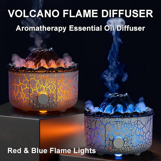 Aromatherapy Essential Oil Diffuser, 560ml Ultrasonic Cool Mist Diffuser/Humidifier with Flame & Volcano 2 Mist Mode, for Bedroom,Office,Home, Auto Shut-Off, Remote Control, Gift (White)