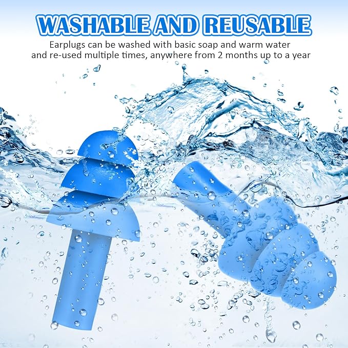 TrelaCo 100 Pairs Ear Plugs Bulk, NRR 29dB Reusable Silicone Ear Plugs with Plastic Cases Soft Foam for Sleeping Noise Cancelling for Concerts Shooting Swimming Noise Reduction(Blue)