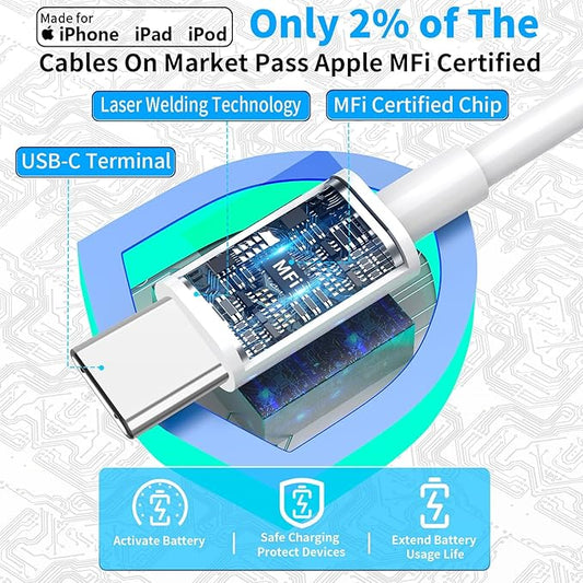 iPhone 17 16 Charger Fast Charging, 3Pack 20W USB C Fast Charger Block with 3Pack 6ft Long USB C Charging Cable Cord for iPhone 17/Air/16e/16 Pro Max/16 Plus, iPhone 15 Pro/15 Plus, Airpods Pro, iPad