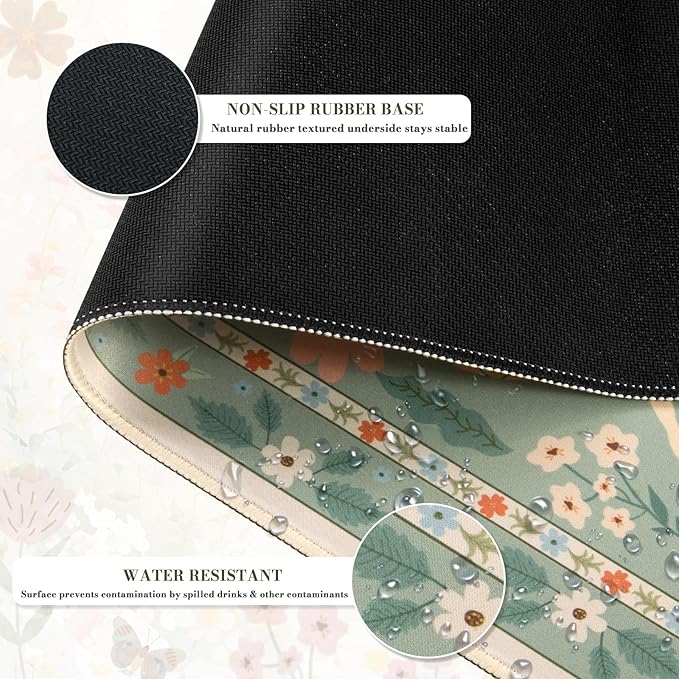 iCasso Green Large Mouse Pad, Desk Matt for Desktop, XXL Desk Mat for Keyboard and Mouse, Anti-Slip Big Mousepad Computer Mat with Stitched Edges