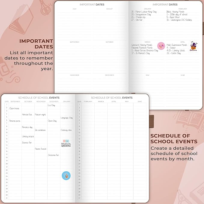 Clever Fox Teacher Planner – School Year Planner with Calendars & Lesson Plans – Teacher Plan Book for Classroom & Homeschool Organization - Undated, 7x10″, Hardcover (Dark Terracotta)