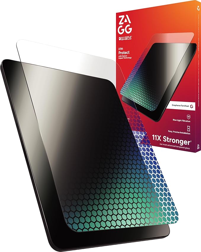 ZAGG XTR4 Screen Protector for iPad Mini 8.3" (A17 Pro) – 11X Stronger Tempered Glass with Graphene, Blue Light Filtering, Anti-Reflective, Easy Dust-Free Installation, Eco-Friendly