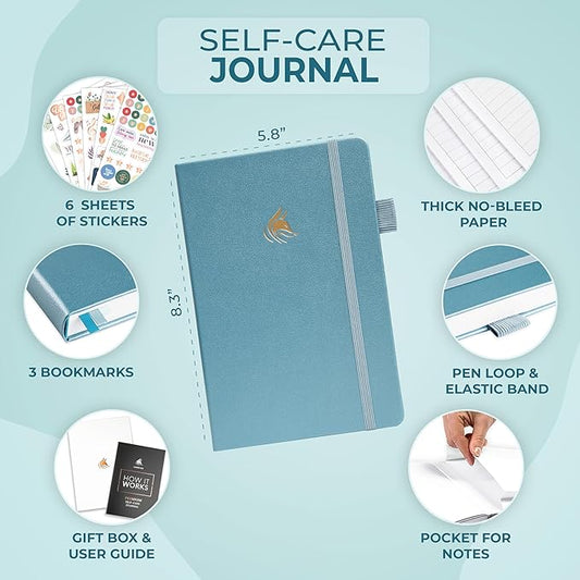 Clever Fox Self-Care Journal Premium – Daily Gratitude & Mental Health Notebook for Women – Reflection & Personal Development Journal (Aquamarine)
