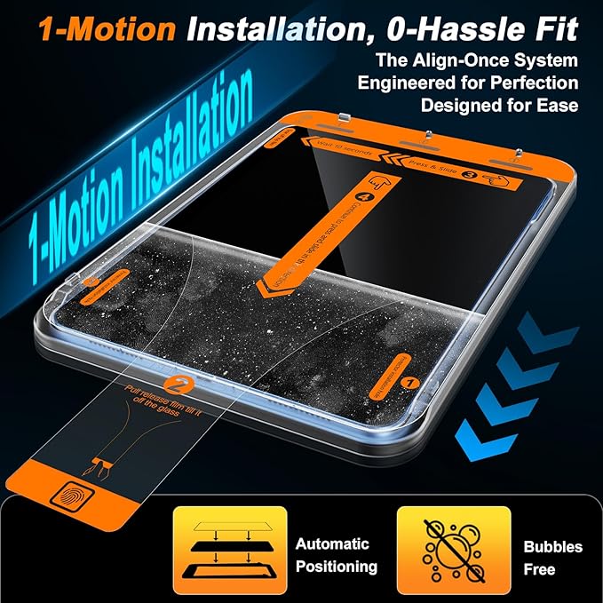 SIBEITU 2 Pack for iPad A16 11th/10th Generation (11/10.9 Inch 2025/2022) Screen Protector, 9H Hardness Shatterproof Tempered Glass with Easy Application kit, Support Apple Pencil, Touch Sensitive