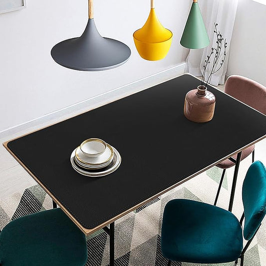 Vyaaa Leather Desk Mat, 59“ x 27.6” PU Leather Desk Pad Protector, Waterproof Extra Large Desk Mat, Large Mouse Pad，Desk Mats on top of Desks for Home or Office (Black)