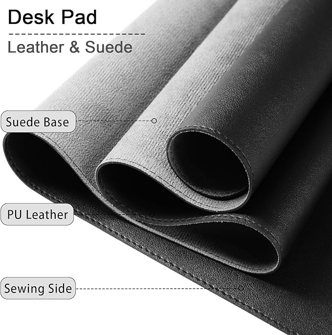 47.2" x 23.6" Large Desk Pad Mat - Non-Slip PU Leather Desk Mat, Large Mouse Pad, Computer Mat for Keyboard Mouse, Waterproof Desk Writing Mat, Desk Blotter Mat for Work (Black)