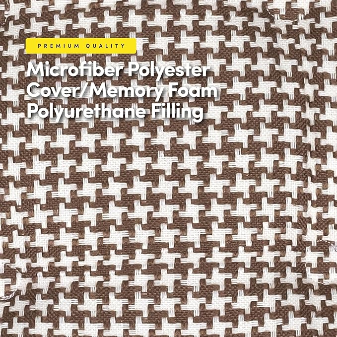 Sweet Home Collection Chair Cushion Memory Foam Pads Tufted Slip Non Skid Rubber Back U-Shaped 17" x 16" Seat Cover, 4 Count (Pack of 1), Houndsooth Brown