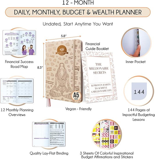 Budget Planner and Monthly Bill Organizer - Finance Planner, 12-Month Journey to Financial Freedom | Bill Payment Tracker Monthly Organizer, Money Saving & Expense Tracker | Undated Budgeting Journal