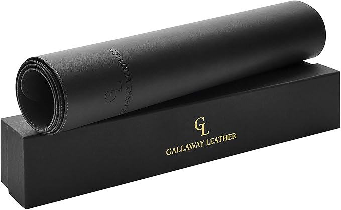 Gallaway Leather Desk Protector, Office Desk Pad - Large 36" x 17" Black, Computer Desk Mat Cover