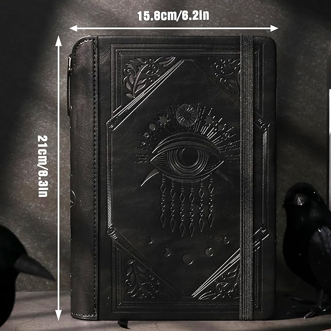 TIEFOSSI Lined Journal Notebook for Women Men, Leather Journal with Pen, A5 Evil Eye Hardcover Notebook for Work, Journaling, Travel & School, 100 GSM Thick Paper, 320 Numbered Pages, 6.2 x 8.3 in
