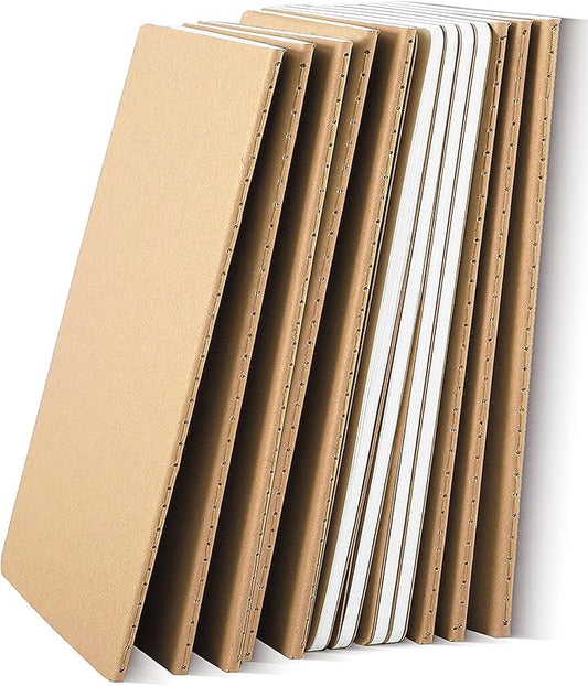 Jeffbaubl 12 Pack A5 Kraft Notebooks Bulk, Journal Notebook, Soft Kraft Cover Composition Notebooks, Lined Notebook for Travelers Work Office Supplies(8.3 X 5.5in, 30 Sheets/60 lined Pages)