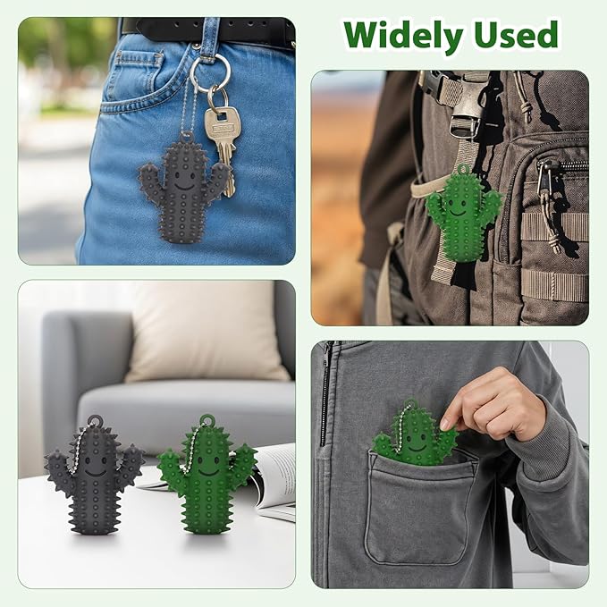2 PCS Silicone Little Cactus Ouchies Pain Fidget Toys Mini Spiky Sensory Fidget Novelty Sensory Gifts for Adults Teens Anxiety & Stress Relief (GreenGray, 2P)