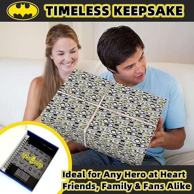 Hardcover Spiral Notebook Journal with 12 Dividers Tabs Weekly&Monthly Planner Productivity Journal Superhero Theme Leather Organizer for Work School Adults Teens and Professionals(BATM- Logo)