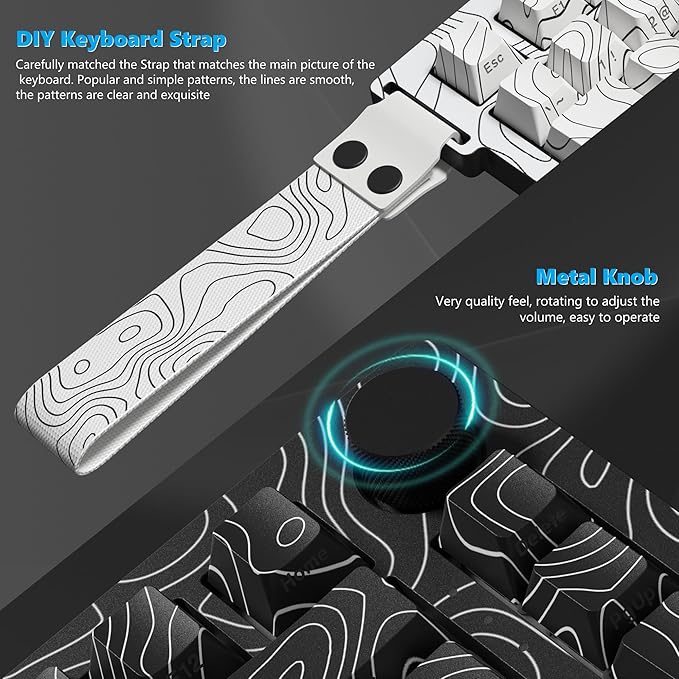 Womier 75% Percent Keyboard Wireless with Topographic Strap,QMK/VIA Creamy Mechanical Keyboard Gaming, RGB Custom Hot Swappable Key Board, PBT Keycaps for Windows & Mac - POM Linear Switch(Q75)