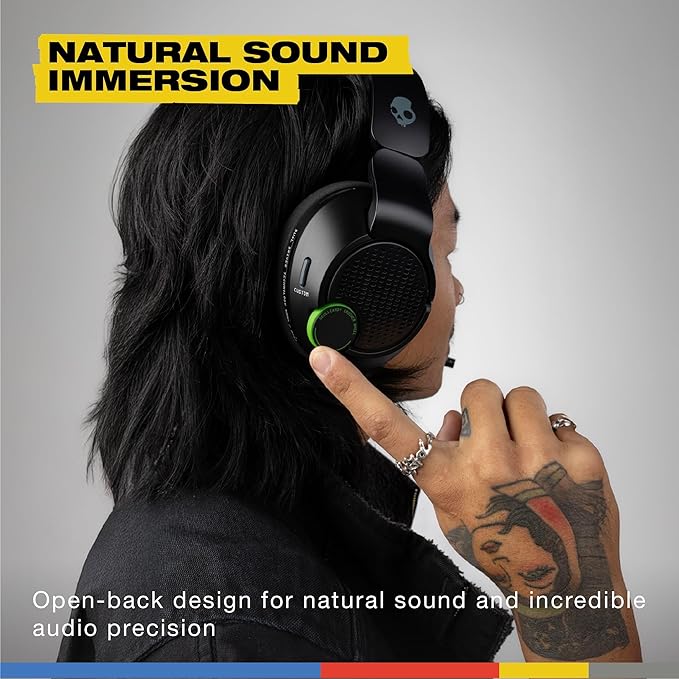 Skullcandy Crusher PLYR 720 Wireless Gaming Headset, Ultimate Immersion and Comfort, THX Spatial Audio, Multi-Sensory Bass, Removable Mic, Xbox, PC, PlayStation, Wireless Transmitter - Digi-Black Xbox