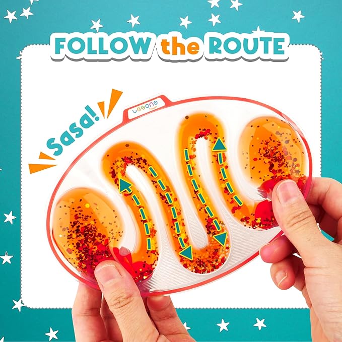 Sensory Fidget Toys for Kids Toddlers - Squishy Sensory Products for Autistic Autism Children Special Needs, Fidgets for Classroom Stress Anxiety Calm Down, Squeeze Sensory Tube Filled Goo, Glitter