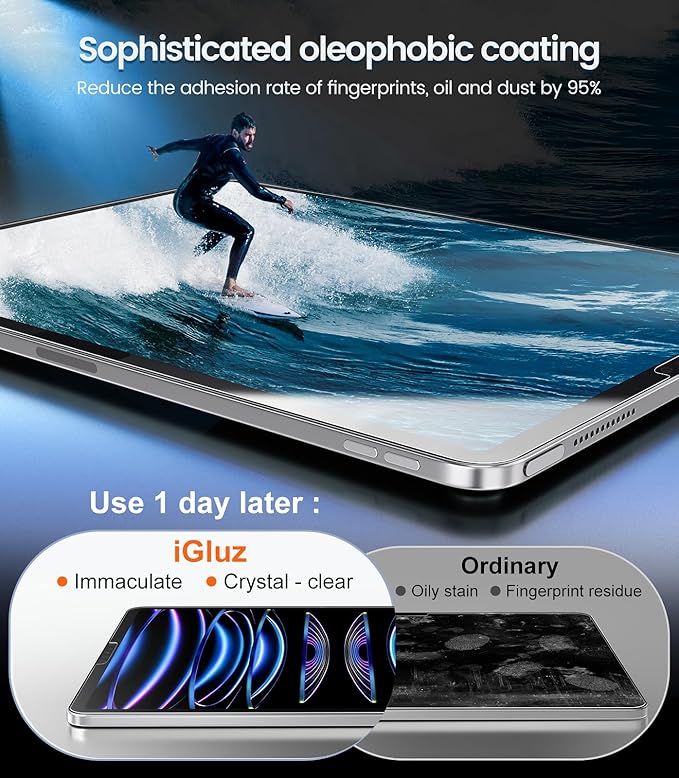 iGluz 2 Pack for iPad Pro 11"(4th 3rd 2nd 1st Gen) iPad Air 10.9"(5th 4th Gen) 9H+ Tempered Glass Screen Protector with Easy-Install Box[12FT Military Grade Shatterproof] HD Clarity,Scratch Resistant