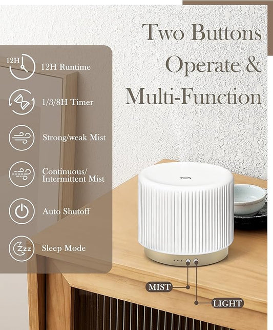 280ml Ceramic Essential Oil Diffuser,Ultrasonic Cool Mist Decorative Aromatherapy Diffuser with Auto Shut-Off,Quiet Operation,3 Timer Settings for Large Rooms,Home,Office,SPA,Yoga & Bedroom