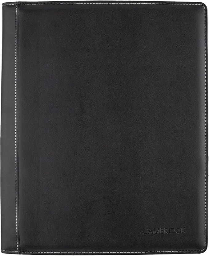 Cambridge Limited Business Notebook, 8-1/2" x 11", 50 Sheets, NoteTaker Portfolio and Refillable Notebook with 5" x 8" Notepad and Business Card Pocket, Zipper Mesh Pocket, Black (06126)