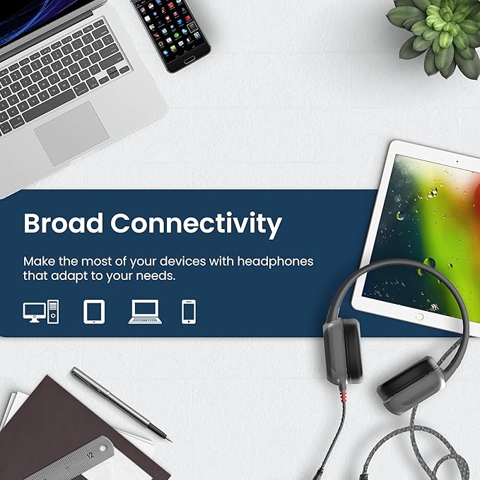 Brenthaven Wired Headphones with Mic 10-Pack | 3.5 mm Jack On-Ear Rugged 2 Adjustable Headphones with Long Tangle Free Cord - Lightweight Durable & Drop Tested School Supplies for Kids - Gray