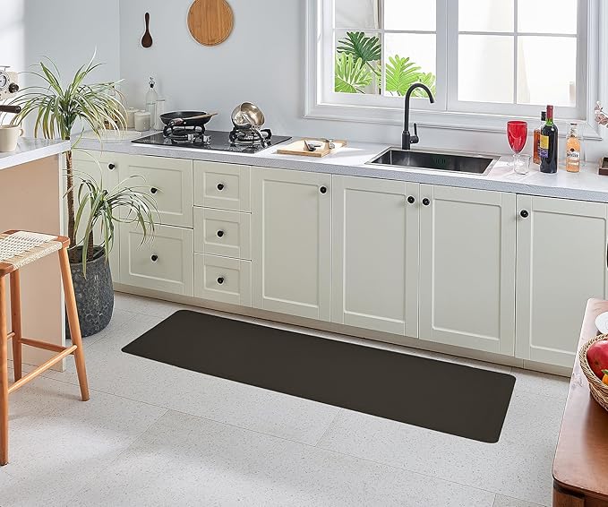 Anti Fatigue Kitchen Rugs Kitchen Mats for Floor,Cushioned Non-Slip Waterproof Ergonomic Comfort Runner Rug Standing Mat for Kitchen,Doing Dishes,Floor,Home,Office,Laundry,Black,17.3"x60"