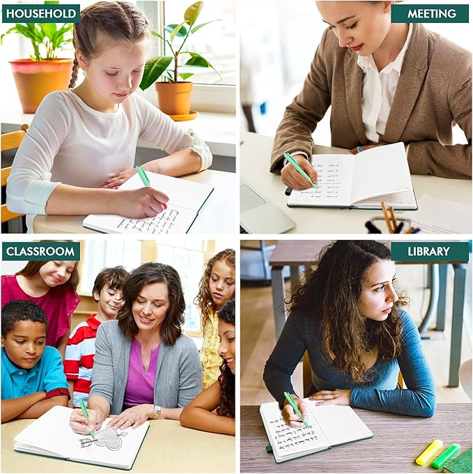 feela 3 Pack Notebooks Journals Bulk with 3 Black Pens, A5 Hardcover Notebook Classic Ruled Lined Journal Set with Pen Holder for Work Business Journaling Note Taking, 120 GSM, 5.1”x8.3”, Dark Green