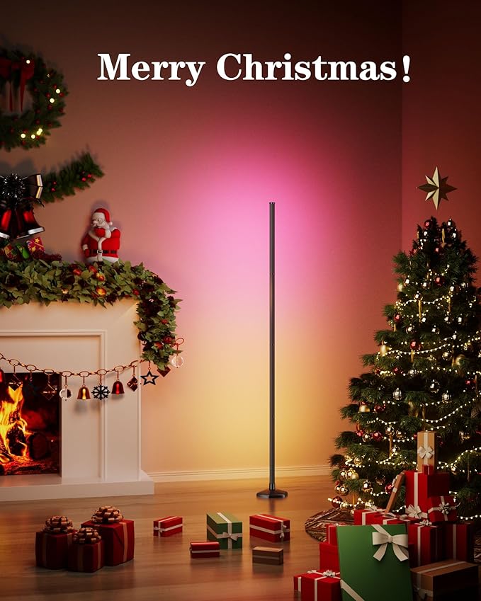 2PCS RGB Corner Floor Lamp, 65" Color Changing LED Floor Lamp Music Sync Light Bar Bluetooth APP Remote Control 16 Million DIY Colors, Light Timing, Mood Ambient Lighting