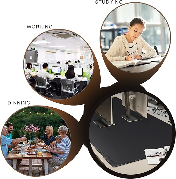 MAIDERN Leather Desk Mat, (5XL) 47.2” x 31.5” Reversible Office Desk Pad Mat, Cork & Leather Large Mouse pad for Desk, Waterproof Computer Desk Mat for Gaming Home Office (Black)