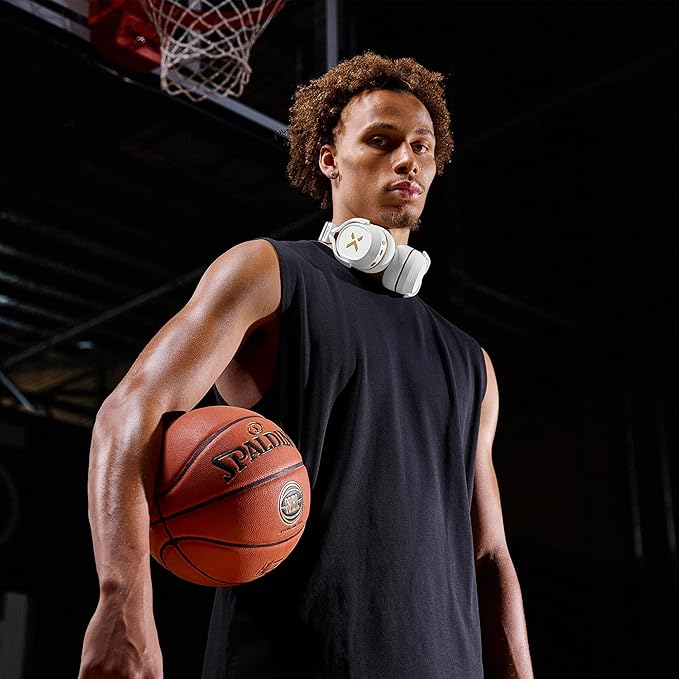 BlueAnt Pump X - The Gym Headphones | White/Gold | Sports Headphones | Cushioned & Cooling Ear Pads | (ANC) Active Noise Cancelling/Advanced Transparency | Wireless | Up to 58hr Play Time