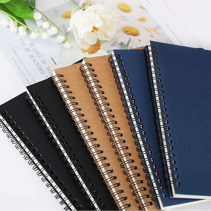 EUSOAR College Ruled Spiral Notebook, A5 12 packs 5.5"X8.3" 120 Pages Lined Travel Writing Notebooks Journal, Memo Notepad Sketchbook, Students Office Business Subject Diary-3 Colors