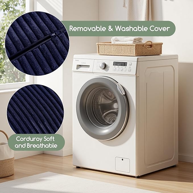 HIGOGOGO Lumbar Support Pillow for Recliner Chair/Accent Chair/Couch, Memory Foam Back Support Cushion for Elderly, Recliner Cushions for Back Rest, Pain Relief, Reading, Washable Cover, Navy