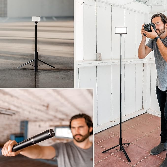 Lume Cube - Adjustable 5ft Light Stand Tripod - Adjustable Height 2ft to 5ft - Stand for Lights, Webcams, Cameras - Aluminum Lightweight - for Content & Video