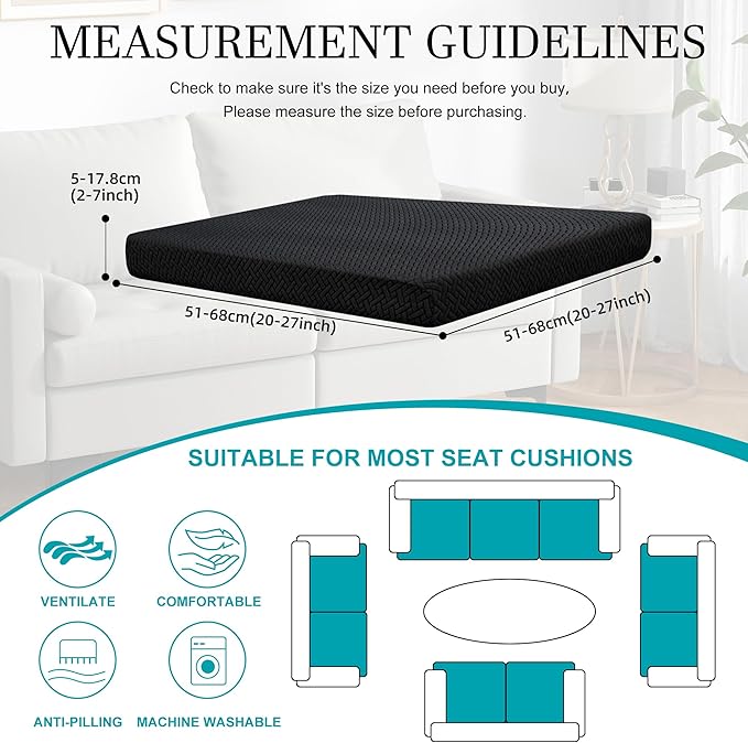 14Pcs Stretch Patio Cushion Covers,Outdoor Couch Covers Replacement,Outdoor Couch & Sofa Slipcovers,for Patio Furniture Cushion Covers,Washable Reusable Furniture Protector (Black,Cover Only)