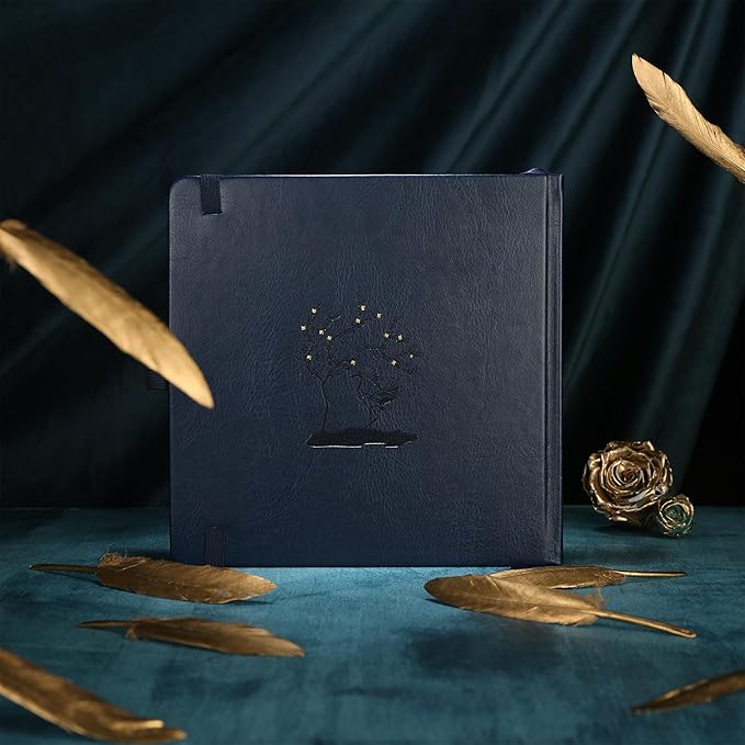 TIEFOSSI Dotted Journal Notebook, Dot Grid Notebook for Women Men, Hardcover PU Leather Journal, 160 GSM Thick Paper, 160 Numbered Pages with Gold Edges, 8 x 8 Square Diary