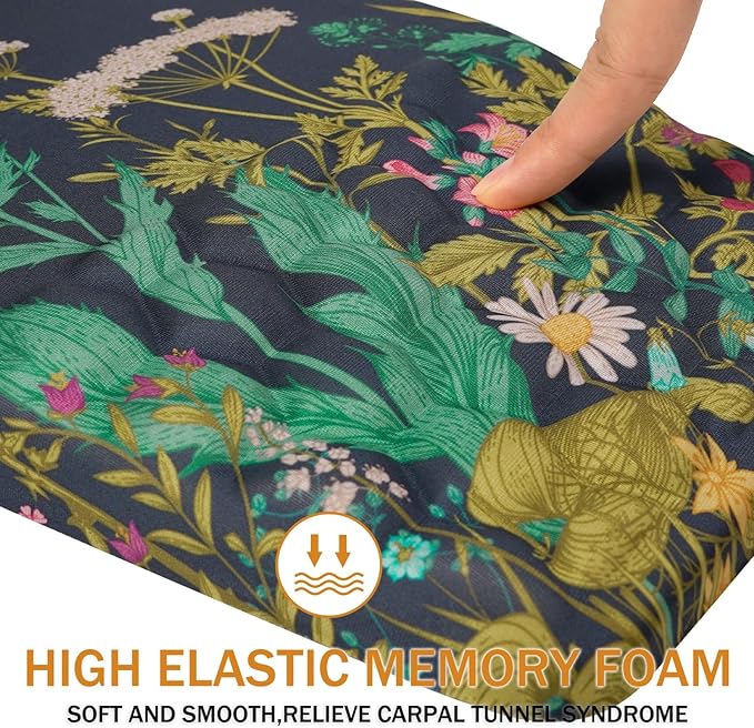 Ergonomic Mouse Pad Wrist Support,Upgrade Mousepad with Massage Design,Non-Slip PU Base Desktop Mouse Pads for Pain Relief, Computer, Office & Home,12 x 8 in（F-Midnight Floral）