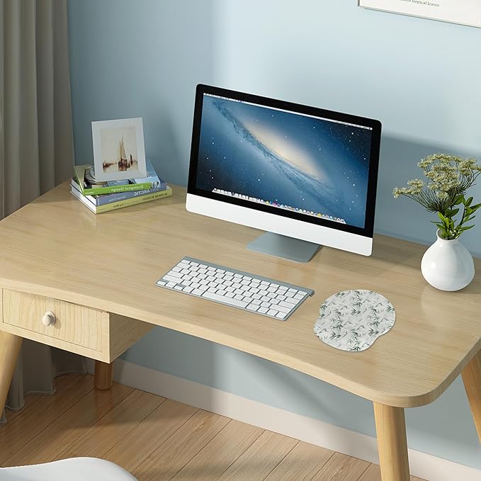 RICHEN Ergonomic Mouse Pad with Wrist Support,Non-Slip Rubber Base for Computer Laptop & Mac,Lightweight Rest for Home,Office & Travel (Bamboo Leaf)