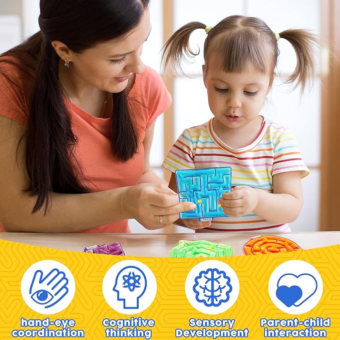 Squishy Toys Sensory Fidget Toys for Kids: 4 Pack Maze Sensory Toys for Autism - Fidget Toys with Filled Goo for Calming Down Classroom Travel