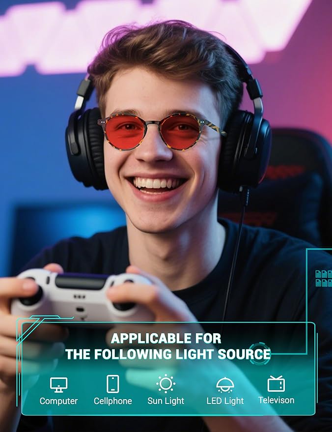 TIJN Blue Light Blocking Glasses Men Women Vintage Thick Round Rim Frame Eyeglasses