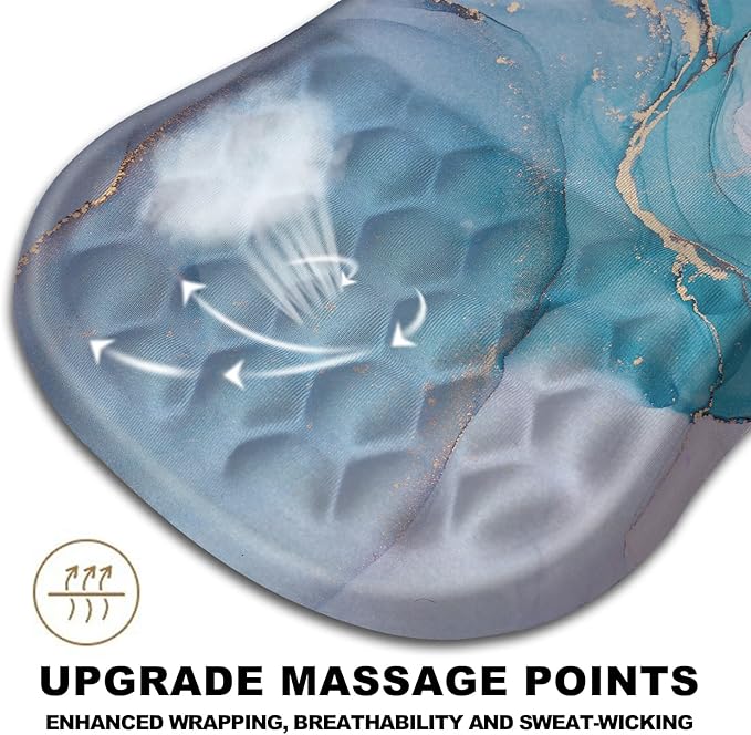 Mouse Pad Wrist Support, Ergonomic Mouse Pad with Massage Dot, Comfortable Computer Mouse Pad for Laptop, Wrist Rest Pain Relief Mousepad with Non-Slip PU Base for Office & Home, 12 x 8 in