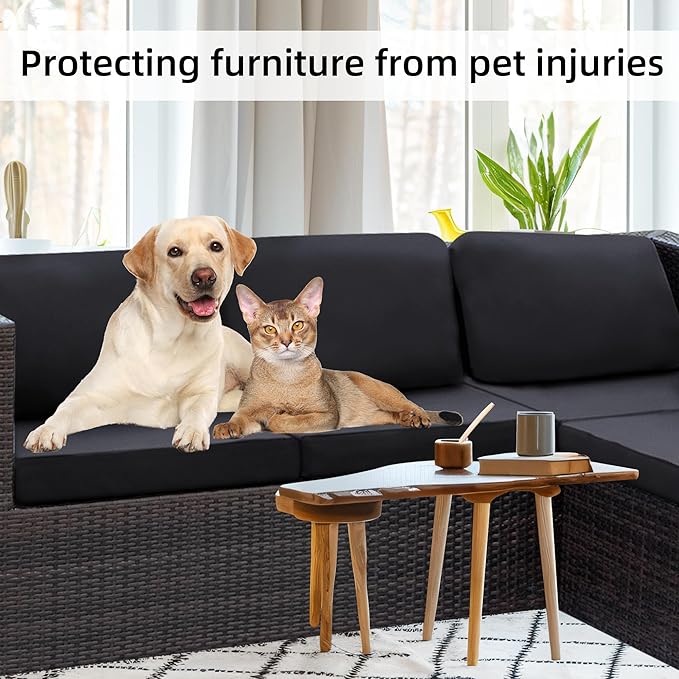 8Pcs Stretch Patio Cushion Covers,Outdoor Couch Covers Replacement,Outdoor Couch & Sofa Slipcovers,for Patio Furniture Cushion Covers,Washable Reusable urniture Protector (Black, Cover Only)