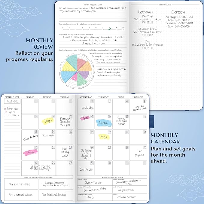 Legend Planner Hourly Schedule Edition – Deluxe Weekly & Daily Organizer with Time Slots. Time Management Appointment Book Journal for Work & Personal Life, Undated, A5 Hardcover – Blue Debossed