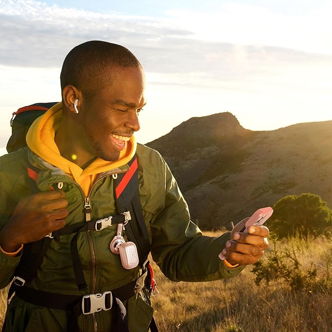 Dreem Om Case Cover with Keychain Clip Compatible with AirPods Pro 2/Pro, Protective One-Piece Hard Shell, Luxury Vegan Leather AirPod Pro Case 2nd/1st Generation with Separate Clip [Rose]