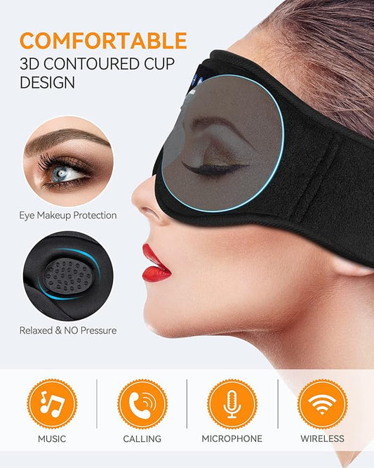 MUSICOZY 3D Bluetooth Sleep Mask with Headphones, Wireless Music Sleep Headband Eye Mask for Side Sleepers, Men, Women, and Mom, Ideal for Sleeping, Travel, Meditation, Cool Tech Gifts