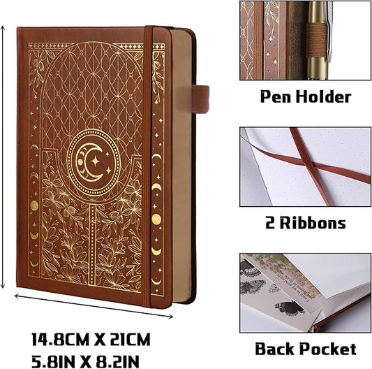 TIEFOSSI Bullet Dotted Journal Notebook, 160gsm 256 Numbered Thick Paper, A5 Hardcover Dotted Grid Diary for Women Men Work Writing, Bullet Dot Journaling, Drawing, 5.8 x 8.3 in