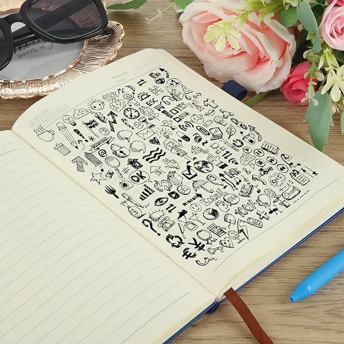 MIVIDE 10 Pack Journal Notebook Bulk with 10 Pens, A5 Lined Notebook Journals Bulk, Hardcover Notebook, College Ruled Notebook for Work Writing School Office, 5.7" x 8.3", Blue