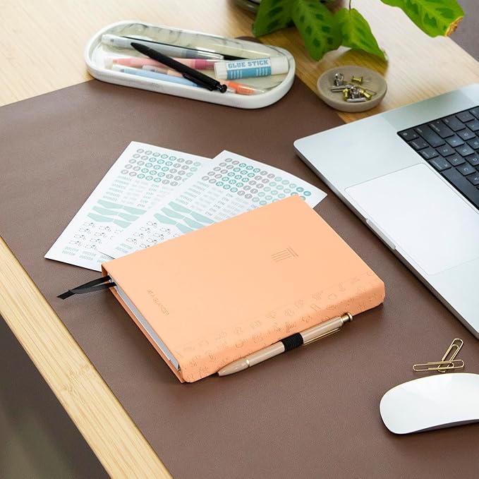 AT-A-GLANCE Foundation Wellness Planner, Undated Weekly & Monthly Tracker, Self-Care Journal for Mental and Physical Health, Hardcover, 5-3/4" x 8-1/4", Peach (FDH-200)