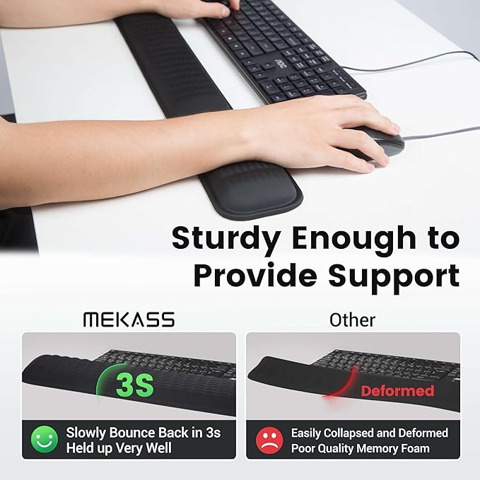 MEKASS Ergonomic Wrist Rest for Keyboard and Mouse, Soft Memory Foam Keyboard Wrist Rest Set with Non-Slip Silicone Base, Easy Typing, Pain Relief, Comfort for Office, Work, Gaming (Green)